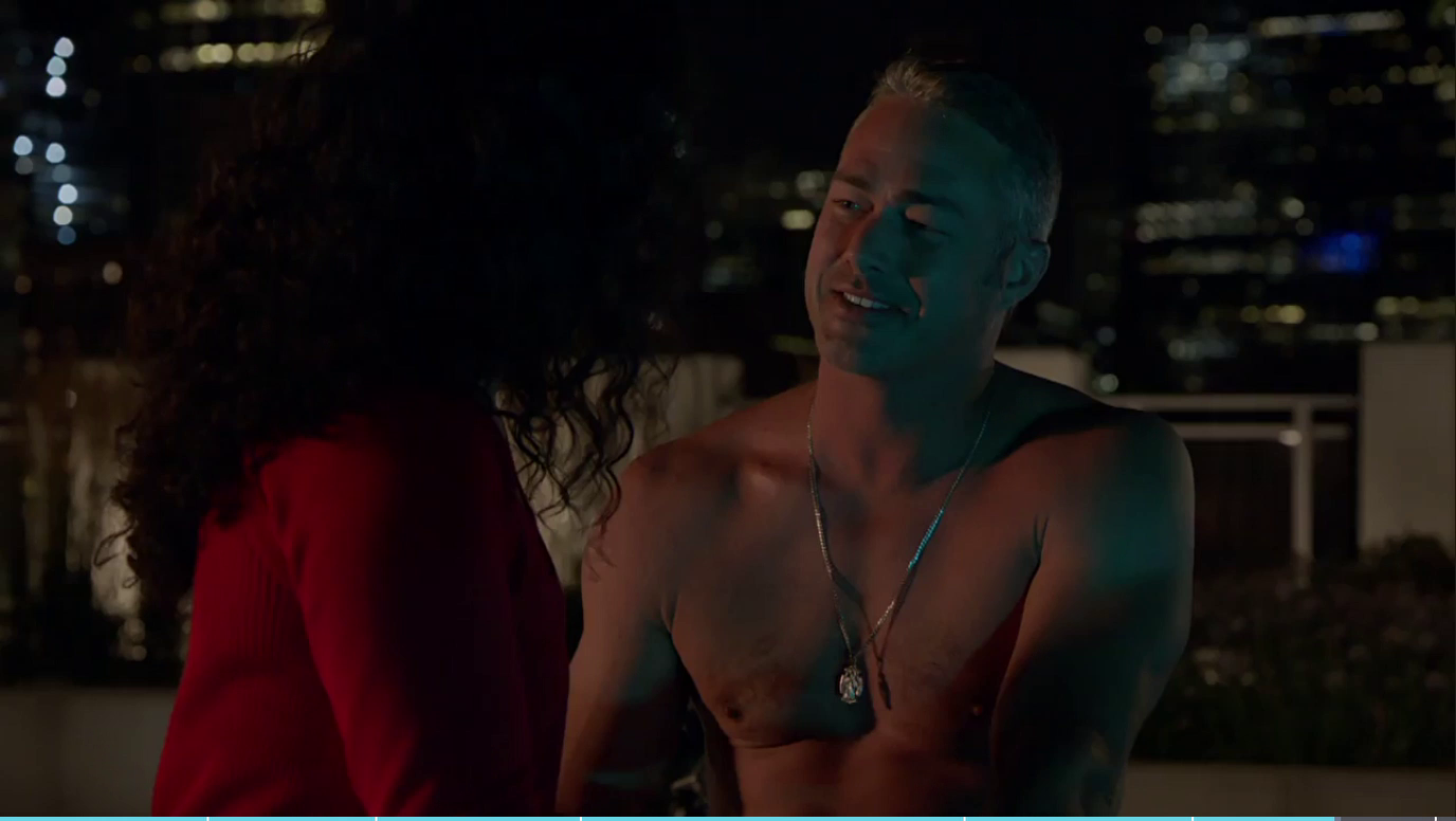Taylor Kinney shirtless in Chicago Fire, Season 8, Ep 3.