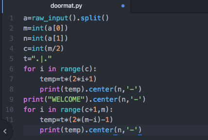 Play with python-The Doormat Problem