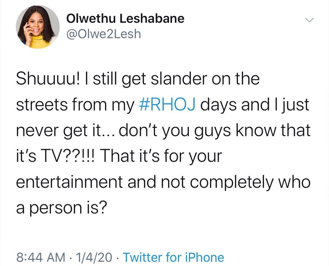 Olwethu Leshabane Says She Still Gets “Slander On The Streets” Over Her Olwethu Leshabane Says She Still Gets “Slander On The Streets” Over Her