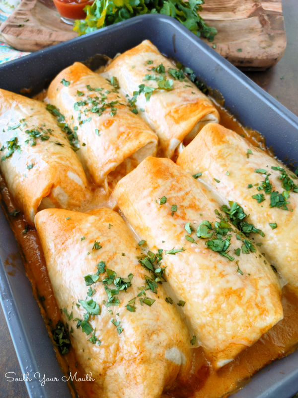 South Your Mouth Smothered Beef & Bean Burrito Bake