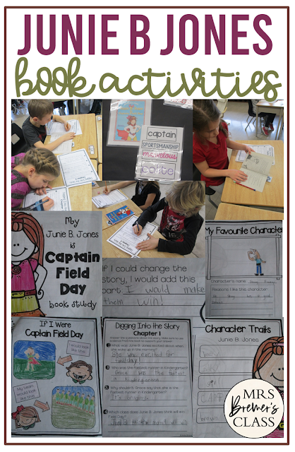 Junie B Jones is Captain Field Day book study unit with Common Core literacy companion activities for 1st and 2nd grade