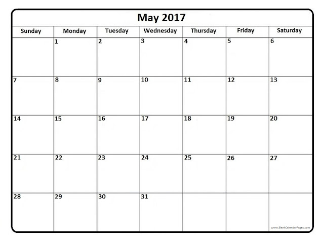 Free May 2017 Calendar
