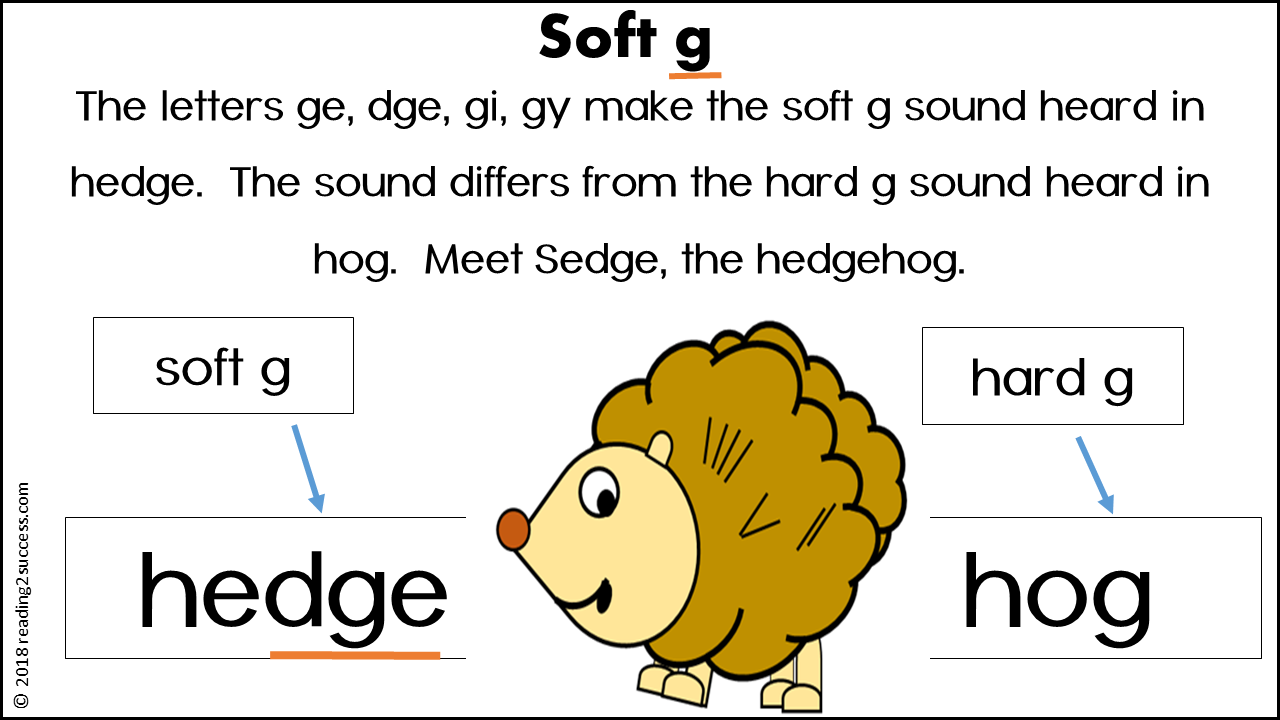 Reading2success Soft G Sound Meet Sedge The Hedgehog And Angie. lynnscotty....