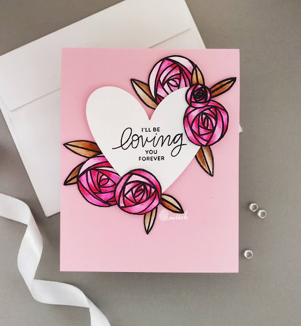 Rennie Roses Altenew, Altenew Floral card, Valentines day card, Rose card with altenew, Quillish,water colouring,floral card,