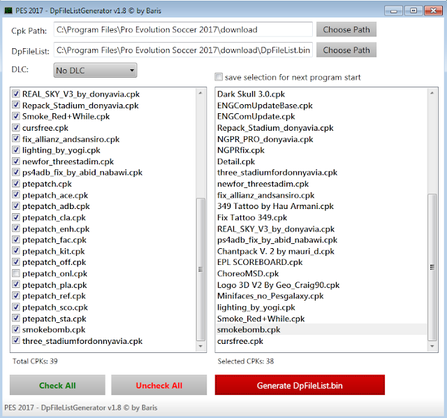 Urutan DpFileList CPK PTE 2017 4.0 + Dark Skull 3.0
