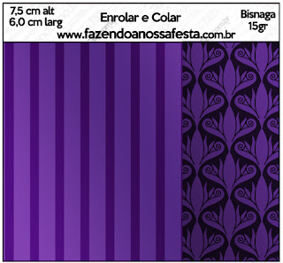 Morado con Rayas y Arabescos: Etiquetas para Candy Bar para Imprimir Gratis.