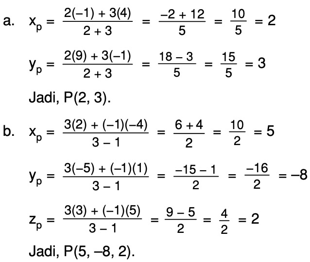 Tentukan koordinat titik p yang terletak pada garis ab jika