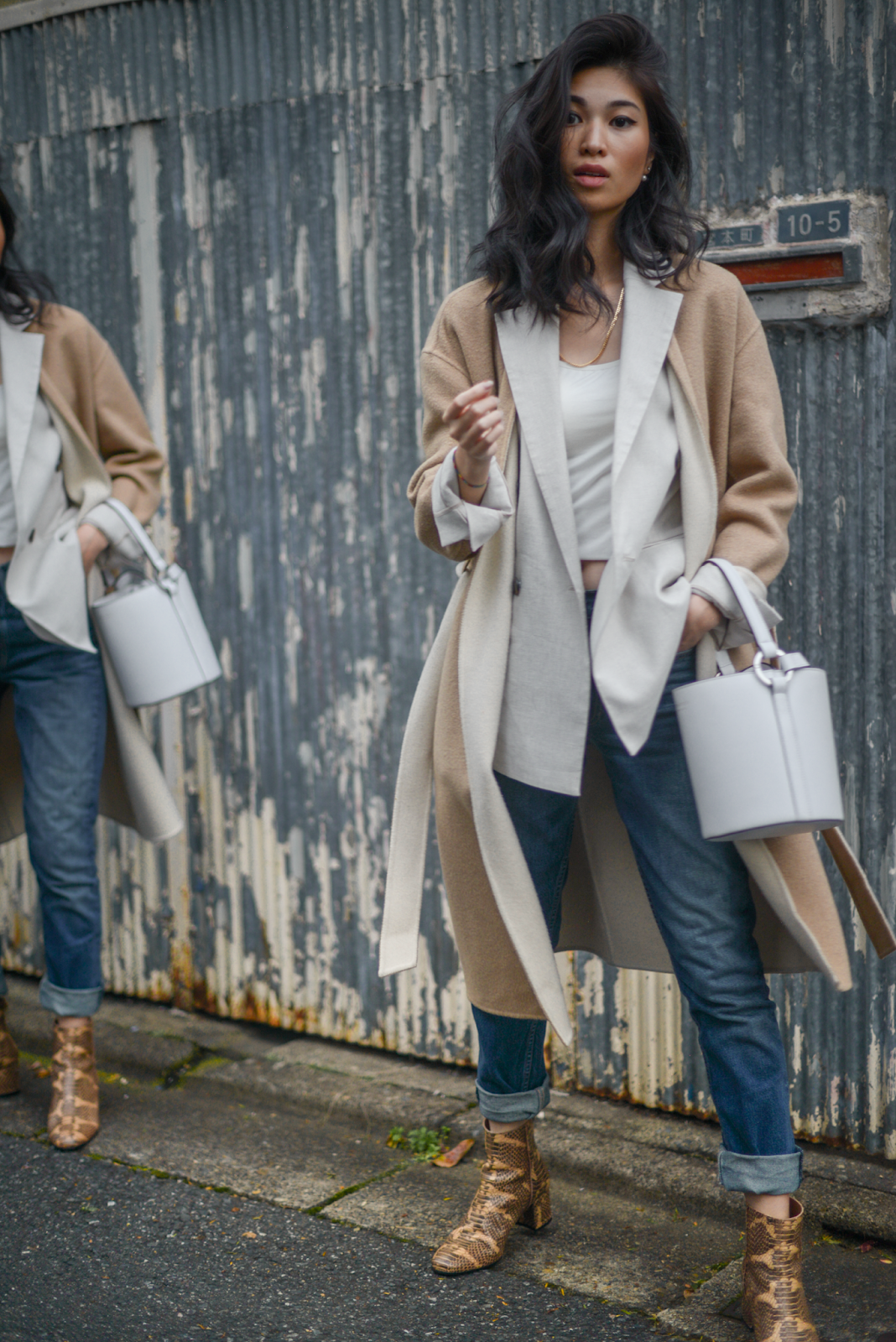 Double faced coat, layering outfits for winter, blazers layered with coat, snake skin booties, Tokyo street style, NYC fashion blogger, how to layer for winter / A Working Formula / FOREVERVANNY