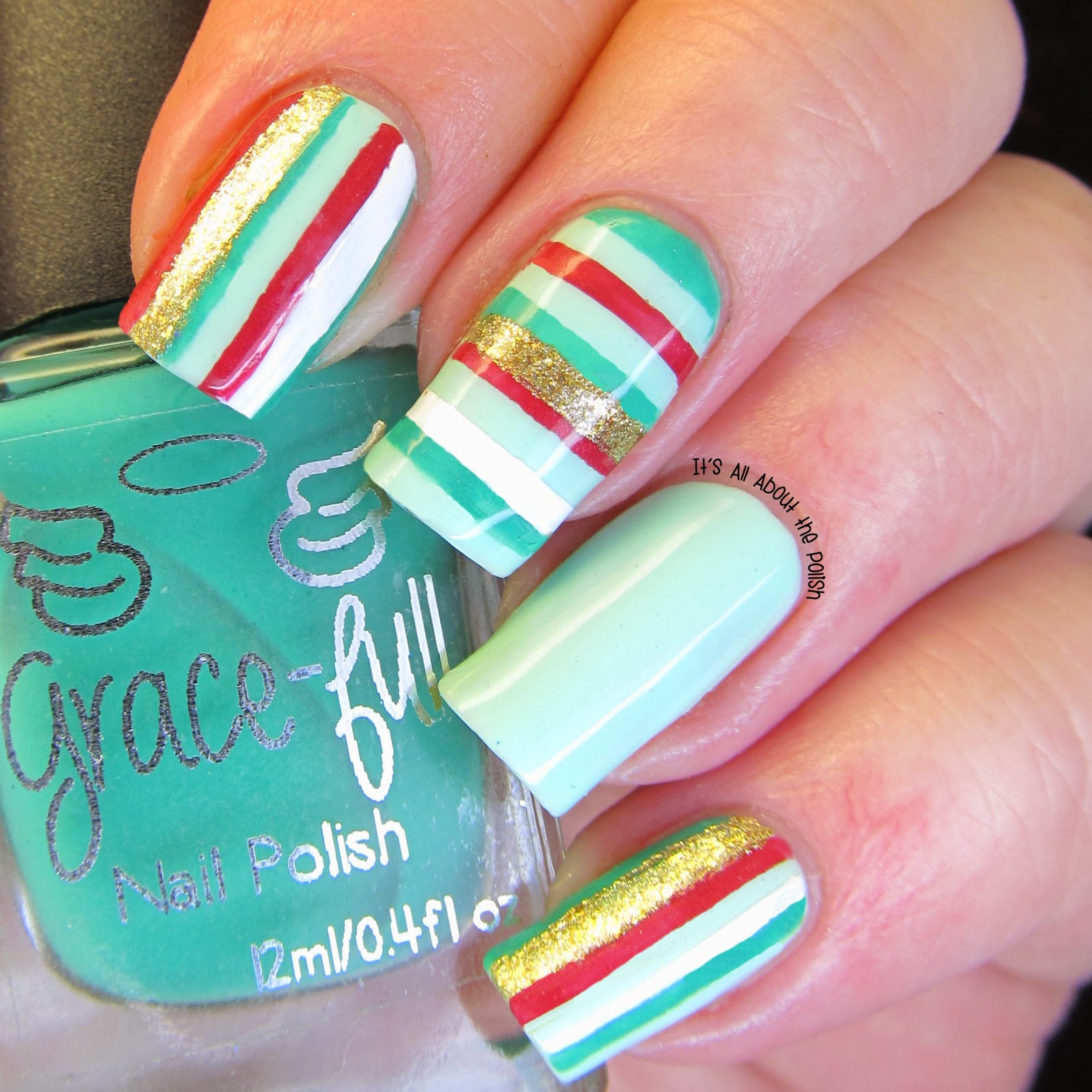 It's all about the polish: Christmas Stripes Nail Art