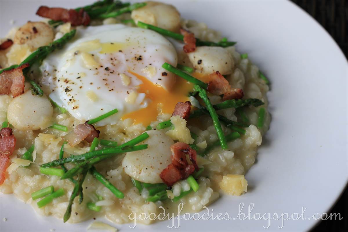 GoodyFoodies Recipe Asparagus and scallop risotto with poached egg