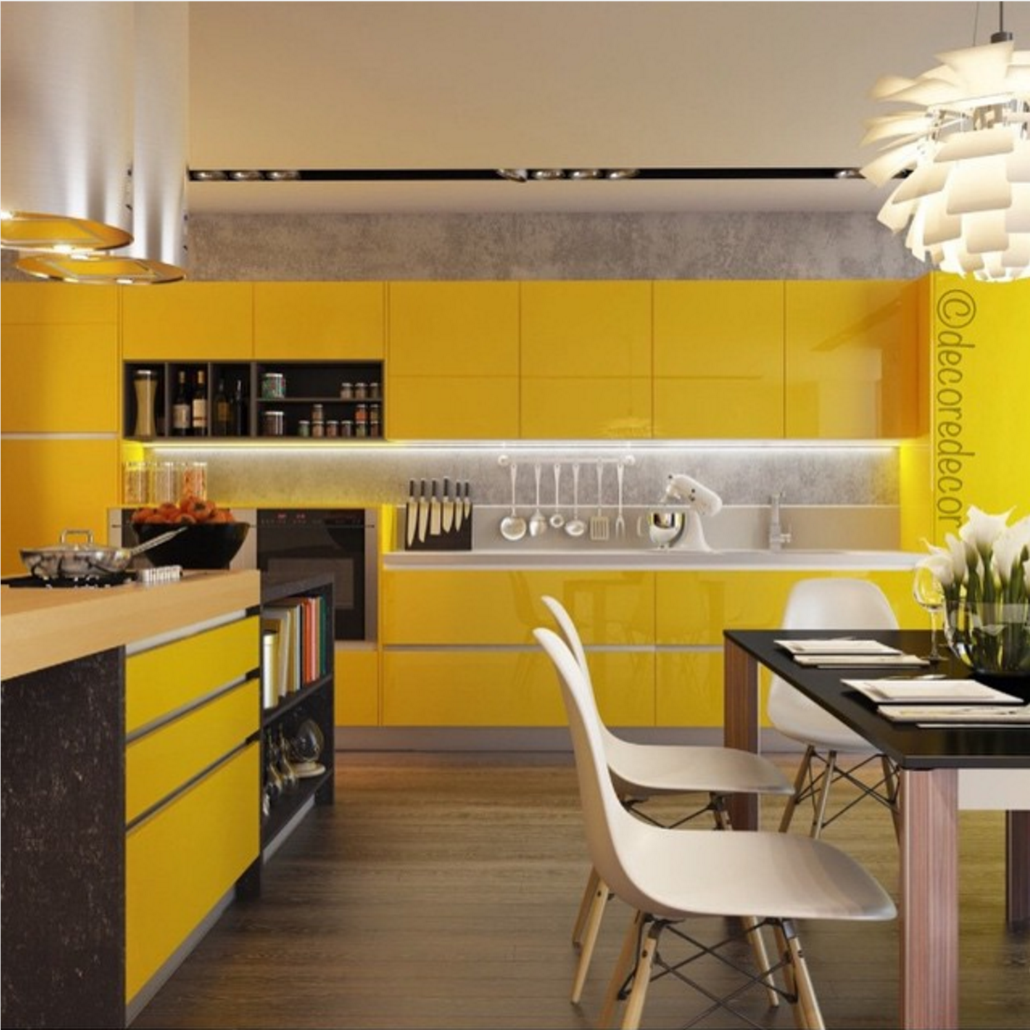 101 planos de casas: Una cocina moderna en amarillo