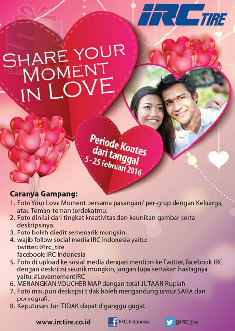 Kontes Foto Love Moment IRC Berhadiah Voucher MAP Jutaan Rupiah Kontes Foto Love Moment IRC Berhadiah Voucher MAP Jutaan Rupiah