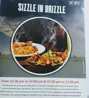 Sizzler food menu card at Oasis restaurant Navi Mumbai