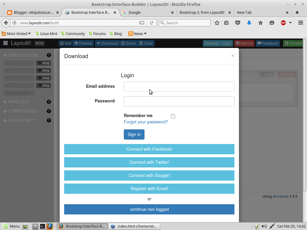 Interface index. Bootstrap Интерфейс.