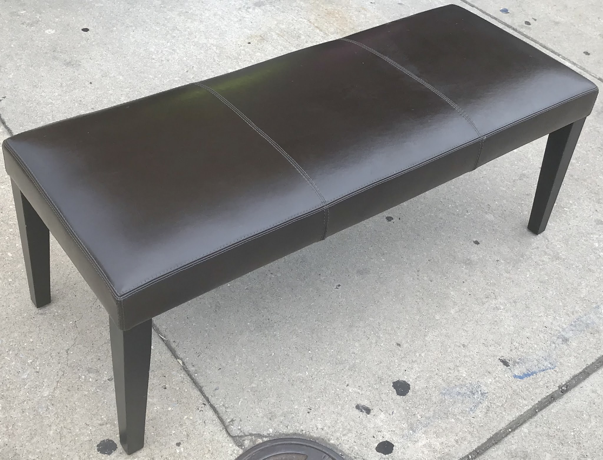 Uhuru Furniture & Collectibles Leather Bench by Crate & Barrel 95 SOLD