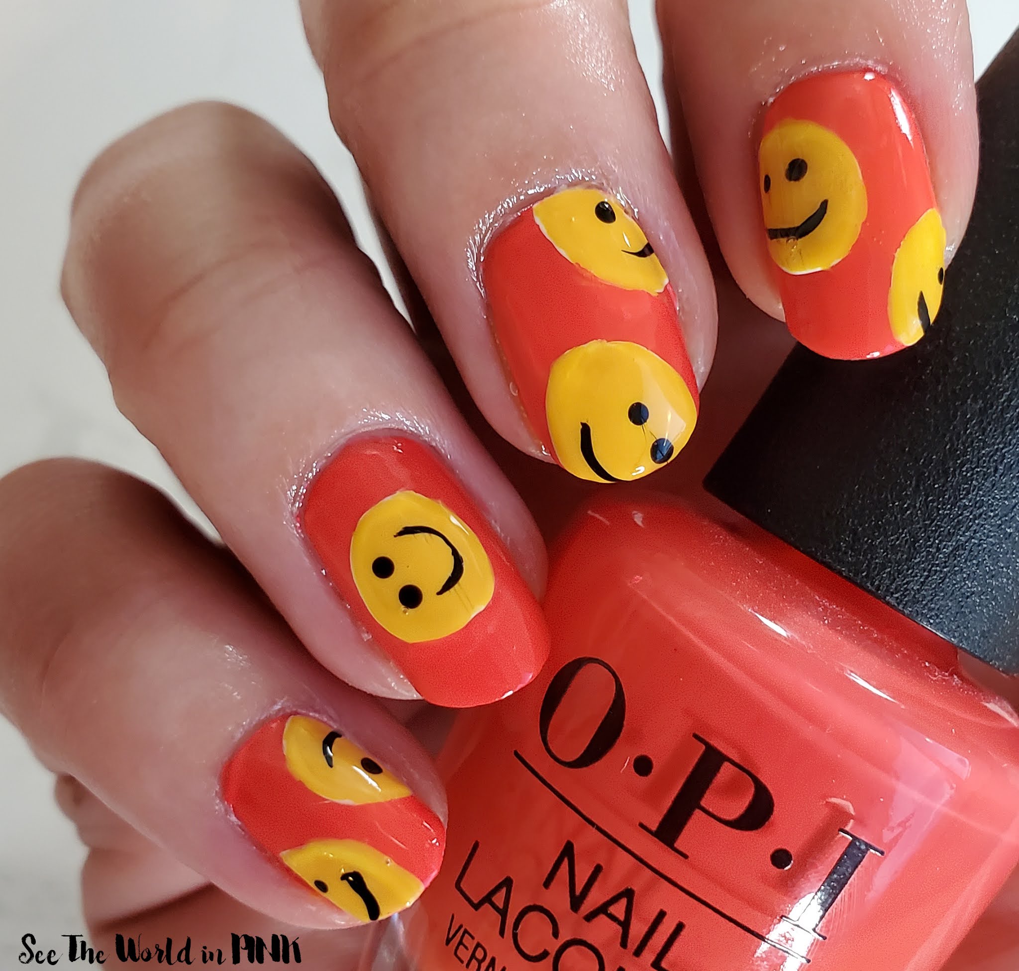 Manicure Monday Bright, Happy Face Nails See the World in PINK