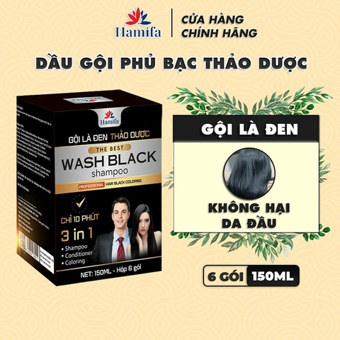 DẦU GỘI PHỦ BẠC ĐEN THẢO DƯỢC 150ML – HAMIFA