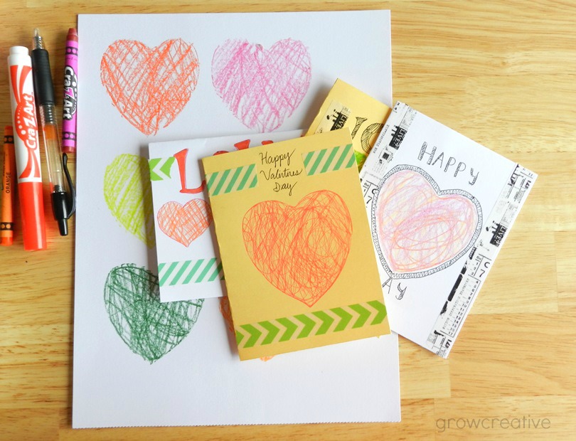Cookie Cutter Stencil Scribbled Hearts Cards