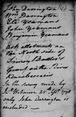 Darrington, John et al, 1796; RS108, Land Petitions; Provincial Archives of New Brunswick, Fredericton; FHL microfilm 1,288,461, image 739.