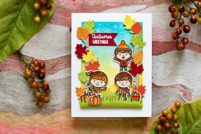 Sunny Studio Stamps: Fall Kiddos Rustic Winter Dies Customer Card by Nina-Marie