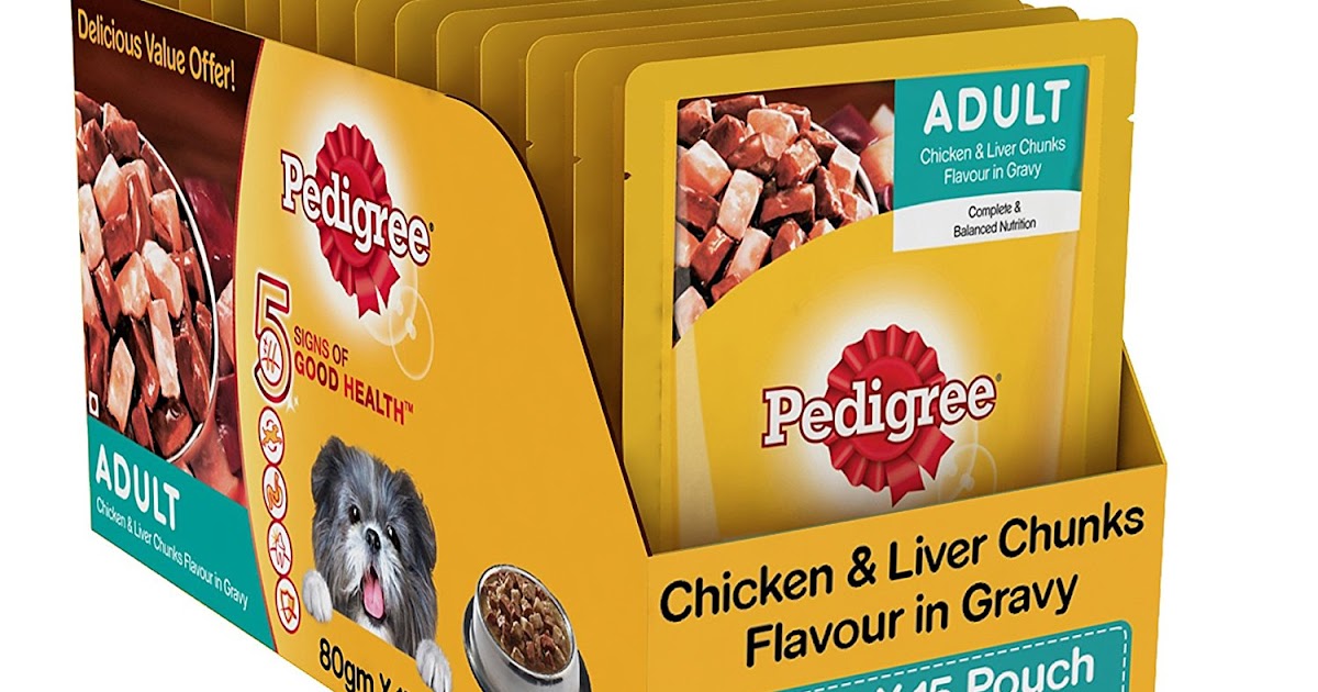 Pedigree Wet Dog Food, Chicken & Liver Chunks in Gravy for Adult Dogs 80g Pouch (Pack of 15)
