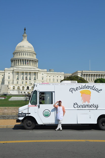 Parody ice cream truck and DCX Team member visit the White House to confront Trump administration