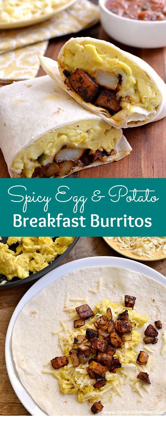 Spicy Egg And Potato Breakfast Burritos