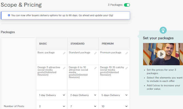 Scope and pricing of gig