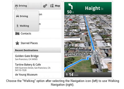 Google Maps mobile 4.5 for Android adds Walking Navigation and Street View smart navigation