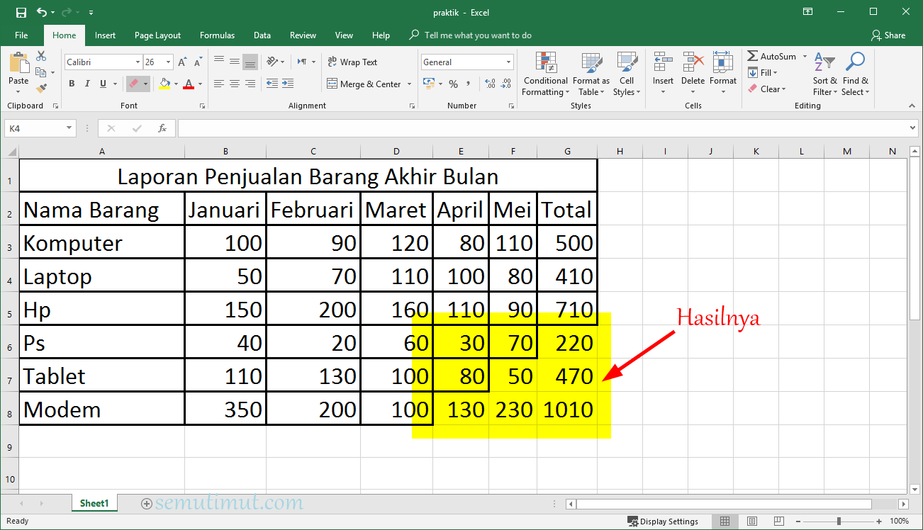 Cara Membuat Tabel Berwarna di Microsoft Excel