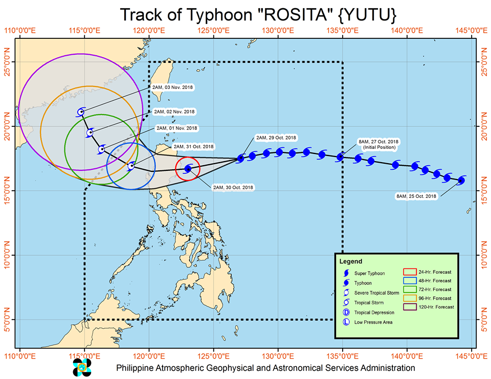 Track of Typhoon Rosita | Image from DOST-PAGASA