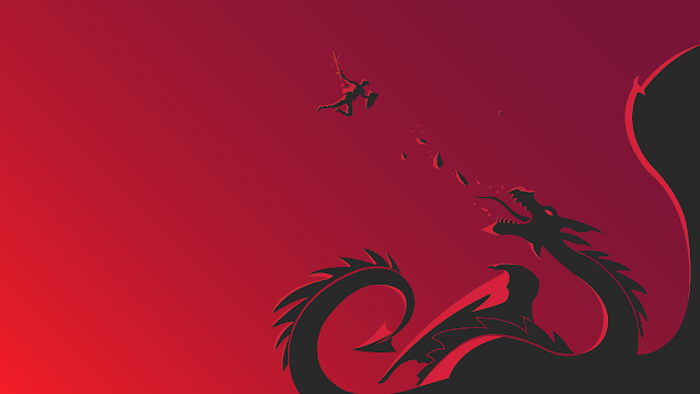 Red Blue neon Dragon Logo 4k Wallpaper 4K
