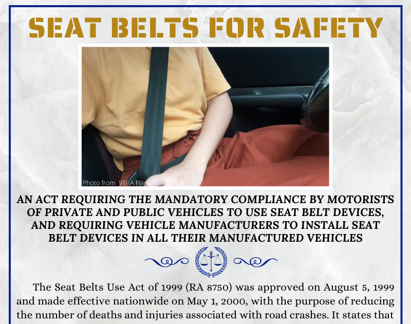 Republic Act 8750 Seat Belt Use Act Of 1999, 52 OFF