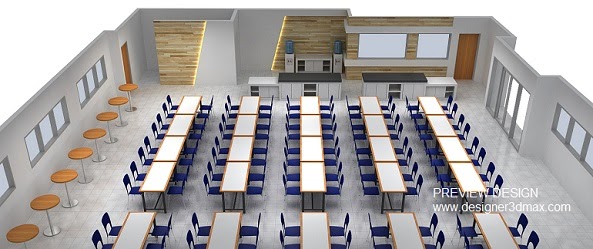 Desain Kantin Penyajian Makanan Model Prasmanan  ARUSHA_CAD