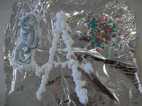 Activities for Toddlers: Sensory Messy Play with Foil, Shaving Cream, and Food Coloring
