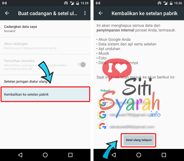 setel ulang android ke default