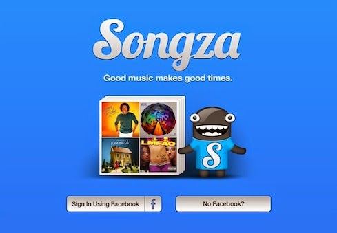 Songza login screen image