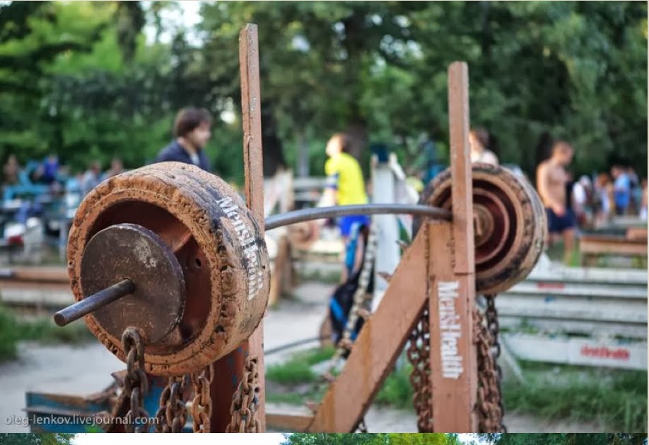 Scrap Metal Outdoor Gym The Kachalka Muscle Beach in Kiev, Ukraine