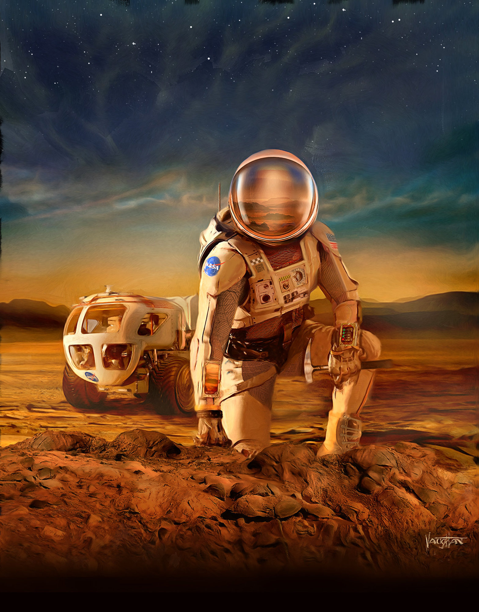 NASA astronaut on Mars by James Vaughan human Mars