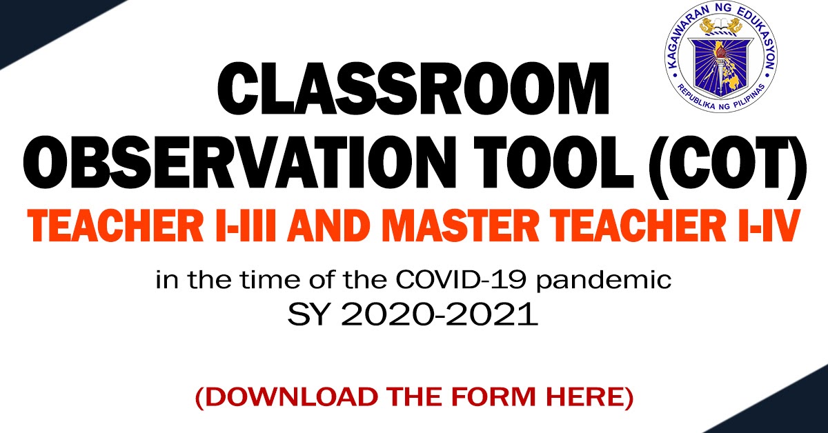 CLASSROOM OBSERVATION TOOL (COT) for TI to TIII and MTI to MTIV (SY