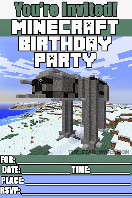 Minecraft Star Wars Birthday Party Invitations - Free Printable
