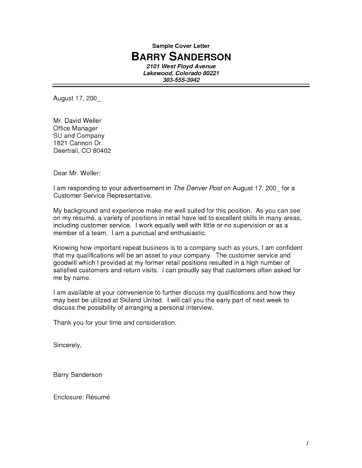 cover letter for high school graduate with no experience
