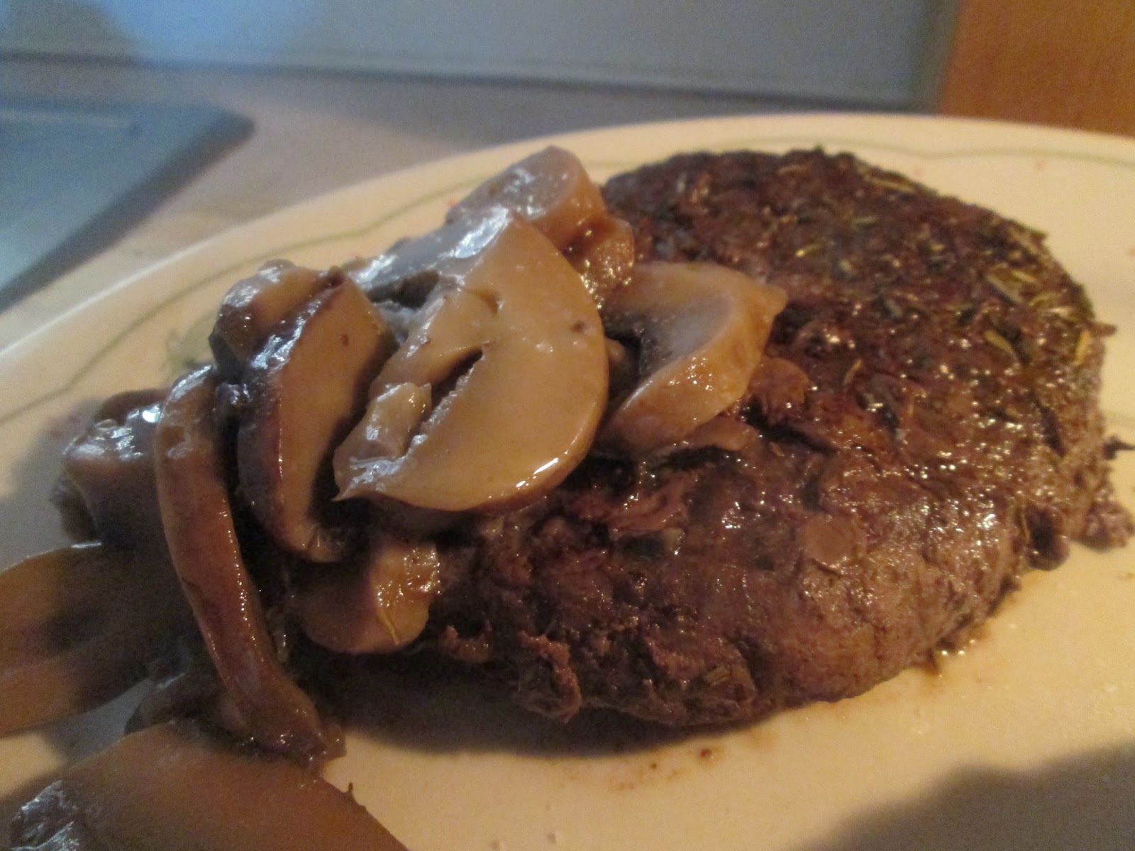 Diab2Cook Bison Chopped Sirloin Steak w/ Sauteed Mushrooms and Baked