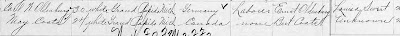 "Michigan, Marriage Records, 1867-1952," database, Ancestry.com (www.ancestry.com : accessed 23 Jul 2020), entry for May Coats and Carl W Oldenburg, married 26 May 1900; citing Michigan Department of Community Health, Division of Vital Records and Health Statistics; Lansing, MI, USA; Michigan, Marriage Records, 1867-1952; Film: 68; Film Description: 1900 Delta-1900 Mackinac.