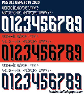 FONT FOOTBALL Font Vector PSG UEFA UCL 2019 2020 kit