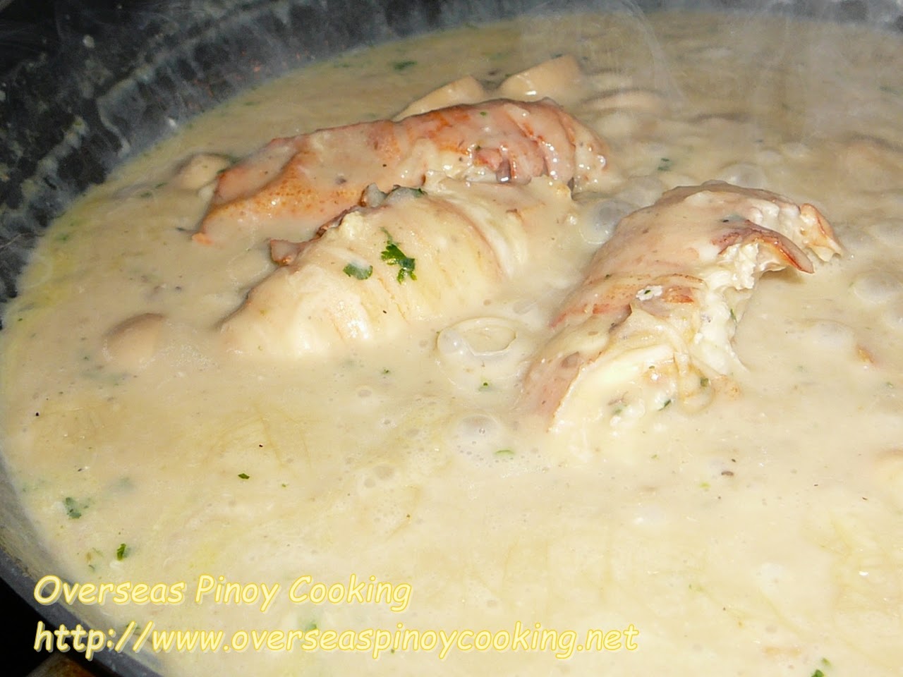 Slipper Lobster with Cheesy Mushroom Sauce