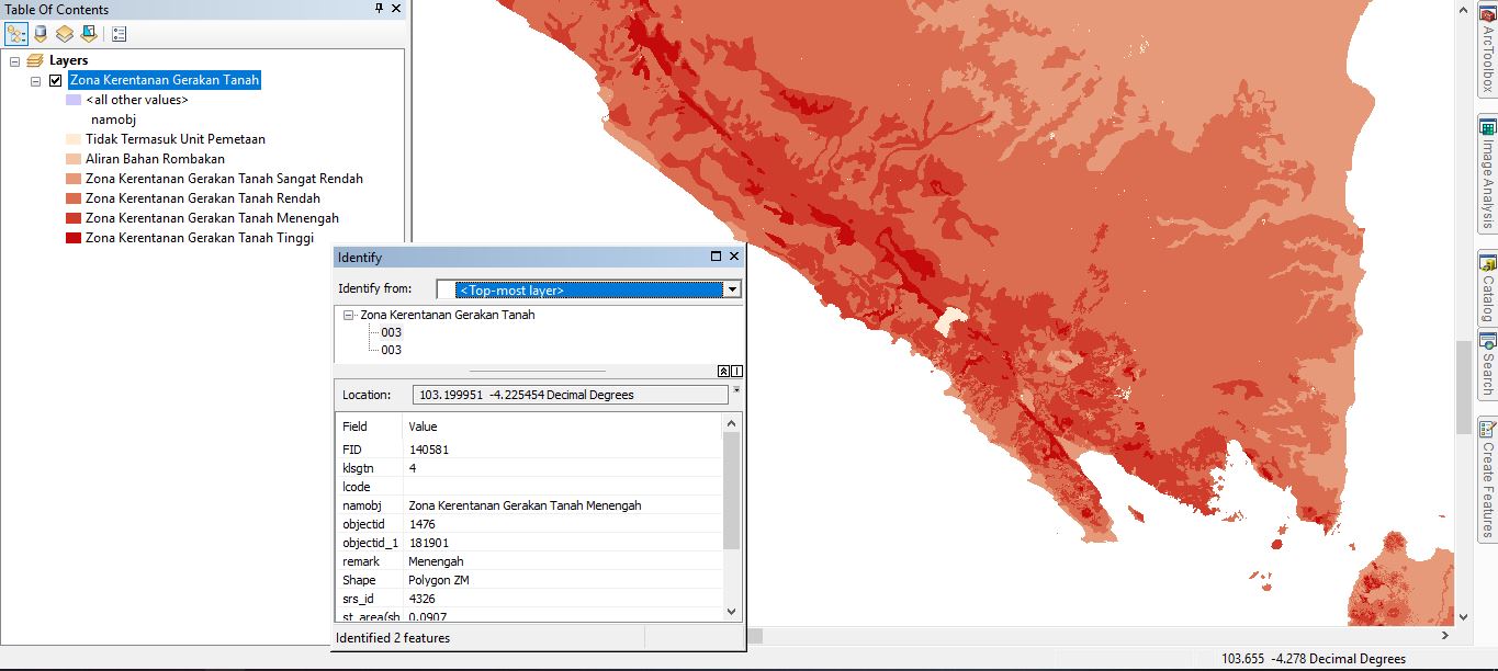Data Shapefile Zona Kerentanan Gerakan Tanah Indonesia
