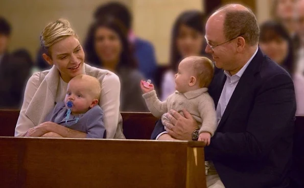 Prince Albert and Princess Charlene of Monaco, and their twins children Prince Jacques and Princess Gabriella attended the Sunday service