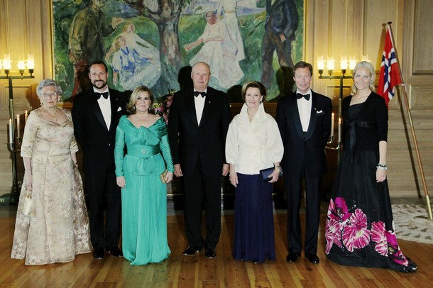 Grand Duchess Maria Teresa Of Luxembourg. (From L-R) Norway#39;s Princess Astrid, Mrs Ferner, Crown Prince Haakon, Grand Duchess Maria Teresa of Luxembourg, Norway#39;s King Harald, Queen Sonja, Grand