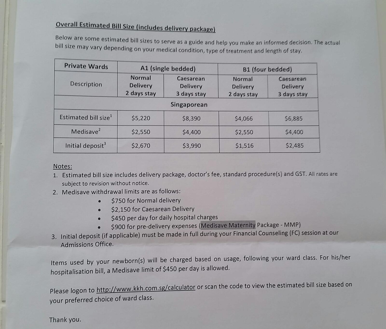 here i have a more updated information on their brochure from my cousin who is about to due soon in april 2017 however she s going to kkh private clinic here i have a more updated information on their brochure from my cousin who is about to due soon in april 2017 however she s going to kkh private clinic